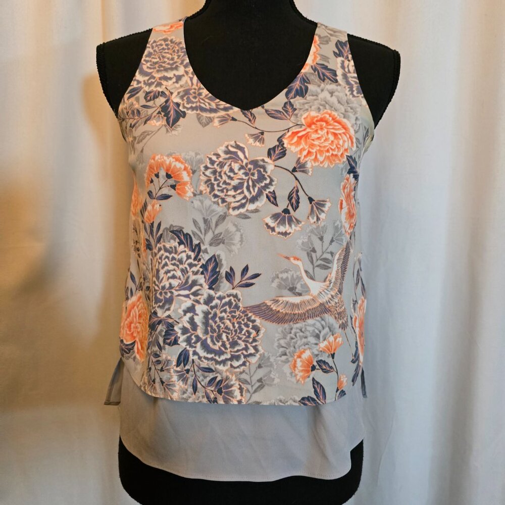 Banana Republic Factory Grey Floral Shell XXS
